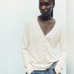 NWT Zara cable knit cardigan size Small